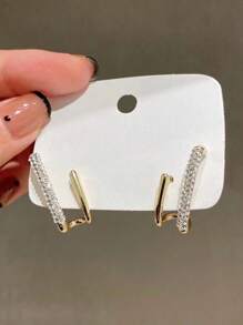 CVNANA Pendientes de tachuela geométricos con diamante de imitación - Amarillo Oro - Ver 2