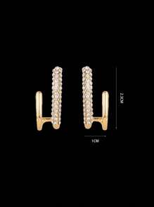 CVNANA Pendientes de tachuela geométricos con diamante de imitación - Amarillo Oro - Ver 3