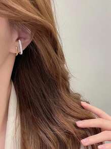 CVNANA Pendientes de tachuela geométricos con diamante de imitación - Amarillo Oro - Ver 4