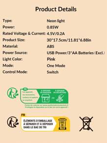 1pc Led Planet Shaped Neon Light With Hook, USB And Battery Powered Saturn Shaped Design Neon Sign Light, Suitable For Table,Bedroom,Wall, Party,Student Dormitories,Game Room,Wedding Decoration, Birthday Gifts For Friends - Pink - View 7