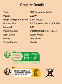 1pc Mini Vintage Lantern Decor Light, Battery Operated, Indoor Tabletop Decoration Night Light, Mini Fairy Lamp, Suitable For Holiday & Event Decor - Yellow - View 7