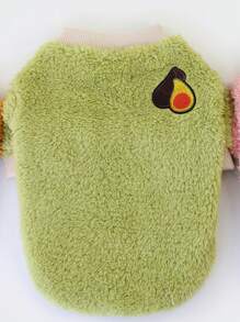 Áo nỉ sang trọng in hình trái bơ cho thú cưng, áo len lông cừu dành cho chó con - màu xanh lá - Xem 2