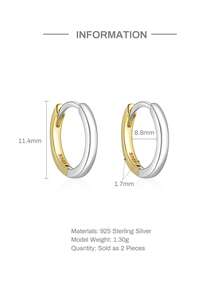 雙色銀圓耳環禮品適合女士 - 金色 - 查看 6