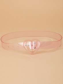 Heart Buckle Clear Belt & Hole Punch Tool - Pink - View 2