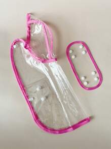 1pc Clear Pet Raincoat - Hot Pink - View 5