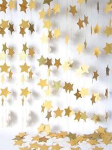 4m Gold Glitter Star Streamer, Birthday Party Window Display Decor Hanging Garland - Gold - View 3