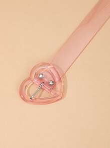 Heart Buckle Clear Belt & Hole Punch Tool - Pink - View 3
