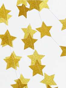 4m Gold Glitter Star Streamer, Birthday Party Window Display Decor Hanging Garland - Gold - View 4