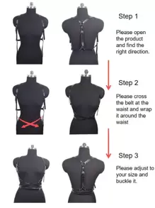 1pc Women Circle & Buckle Decor Plus Size Harness Belt - Black - View 4
