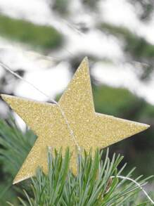 4m Gold Glitter Star Streamer, Birthday Party Window Display Decor Hanging Garland - Gold - View 6