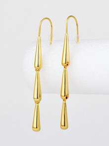 Charm-In 女士和女孩用鍍金垂飾耳環,極簡主義風格 - 金黃色 - 查看 6