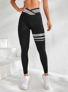 Yoga Futuristic Quần Leggings Thể thao Nữ Khối Màu - màu đen - Xem 3