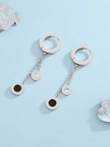 1對時尚玻璃吊墜耳環適合女士日常裝飾 - 銀色 - 查看 2