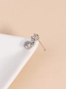 1入組銅前衛方晶鋯石吊墜鼻環適合女士日常裝飾適合女士和女孩 - 銀色 - 查看 2