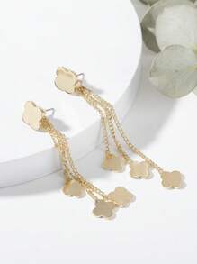 1對時尚花朵裝飾耳墜適合女士日常裝飾 - 金黃色 - 查看 1