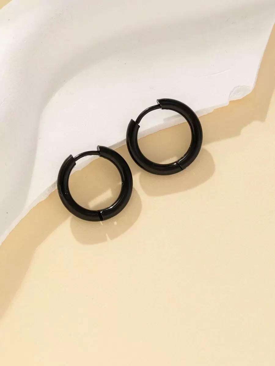 1pair Fashion Minimalist Stainless Steel Hoop Earrings For Men For Daily Decoration