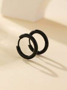 1pair Fashion Minimalist Stainless Steel Hoop Earrings For Men For Daily Decoration