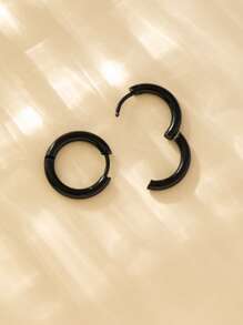 1pair Fashion Minimalist Stainless Steel Hoop Earrings For Men For Daily Decoration