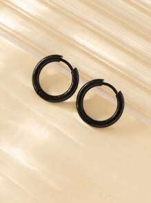 1pair Fashion Minimalist Stainless Steel Hoop Earrings For Men For Daily Decoration