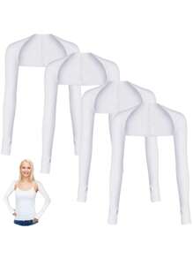 防曬防UV 1入組時尚遮陽衣套袖，帶指孔防曬遮陽衣袖，適用於露營、徒步旅行、高爾夫、駕駛、騎馬、釣魚、自行車等活動 - 白色 - 查看 1