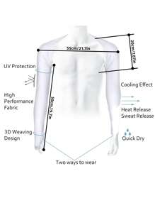 防曬防UV 1入組時尚遮陽衣套袖，帶指孔防曬遮陽衣袖，適用於露營、徒步旅行、高爾夫、駕駛、騎馬、釣魚、自行車等活動 - 白色 - 查看 3