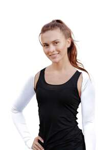 防曬防UV 1入組時尚遮陽衣套袖，帶指孔防曬遮陽衣袖，適用於露營、徒步旅行、高爾夫、駕駛、騎馬、釣魚、自行車等活動 - 白色 - 查看 4