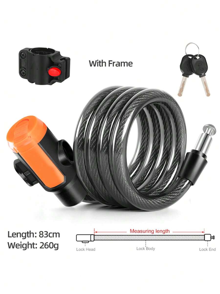 Bicycle Lock Helmet Lock Bicycle Safety Lock Key Rope Lock Steel Wire Lock Mountain Bike Backpack Lock - Apricot - View 1
