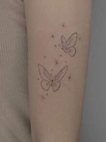 1sheet Butterfly Pattern Tattoo Sticker - Black - View 3