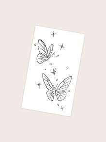 1sheet Butterfly Pattern Tattoo Sticker - Black - View 4