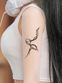 1sheet Mist Pattern Tattoo Sticker - Black - View 5