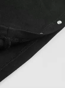 SHEIN MOD Váy nữ Pha lê kim cương Dây kéo màu trơn Giải trí - màu đen - Xem 3