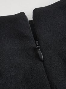 SHEIN MOD Váy nữ Pha lê kim cương Dây kéo màu trơn Giải trí - màu đen - Xem 4