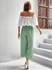 SHEIN VCAY Rüschenbesatz, Top & Hose mit weiten Beinen