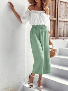 SHEIN VCAY Rüschenbesatz, Top & Hose mit weiten Beinen