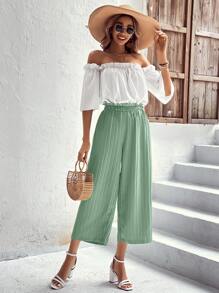 SHEIN VCAY Rüschenbesatz, Top & Hose mit weiten Beinen