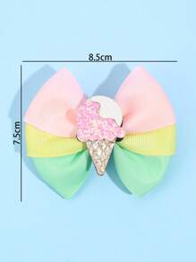2个装少女冰淇淋蝴蝶结装饰可爱鳄鱼发夹，可用于头发装饰 - 彩色 - 查看 5