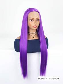 Synthetic Lace Wigs Lace Front Long Straight Synthetic Wig - Purple - View 3