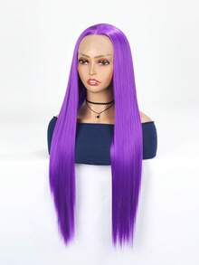 Synthetic Lace Wigs Lace Front Long Straight Synthetic Wig - Purple - View 4
