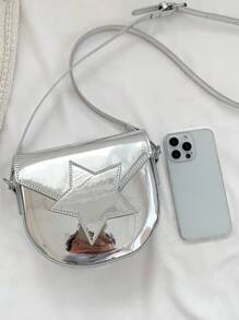 Mini Saddle Bag Star Decor Silver Fashionable - Silver - View 3