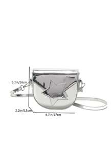Mini Saddle Bag Star Decor Silver Fashionable - Silver - View 5