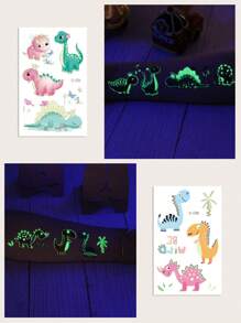 6 tờ Sáng Đồ họa khủng long Hình xăm tạm thời Hình dán , Phim hoạt hình dễ thương Vẽ bằng tay Nhỏ bé Khủng Long , Đầy màu sắc Thú vật Không thấm nước Giấy dán - Nhiều màu - Xem 4