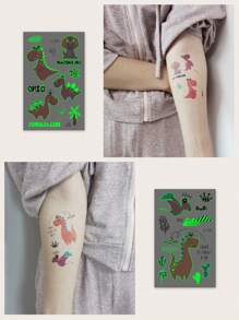 6 tờ Sáng Đồ họa khủng long Hình xăm tạm thời Hình dán , Phim hoạt hình dễ thương Vẽ bằng tay Nhỏ bé Khủng Long , Đầy màu sắc Thú vật Không thấm nước Giấy dán - Nhiều màu - Xem 5