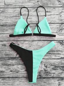 Colorblock Triangle Bikini Set