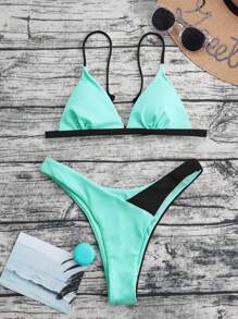 Colorblock Triangle Bikini Set