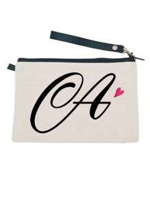 Letter Graphic Makeup Bag Storage Makeup Organizer Makeup Case - White - View 1