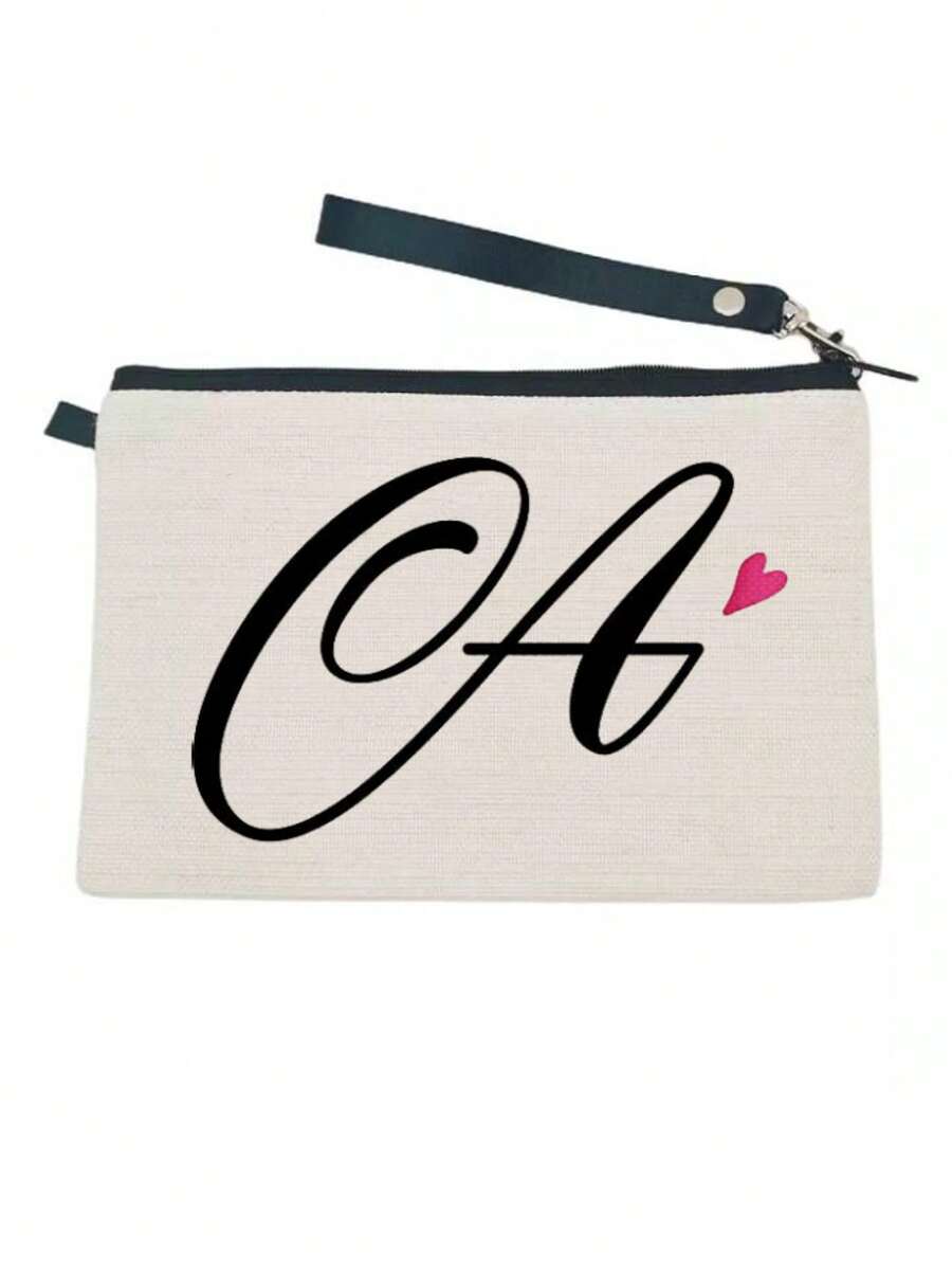 Letter Graphic Makeup Bag Storage Makeup Organizer Makeup Case - White - View 1