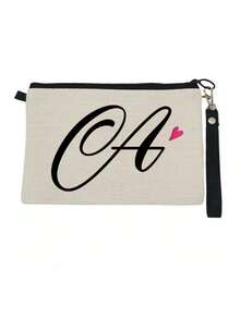 Letter Graphic Makeup Bag Storage Makeup Organizer Makeup Case - White - View 2