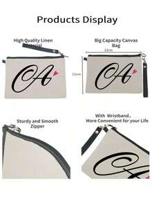 Letter Graphic Makeup Bag Storage Makeup Organizer Makeup Case - White - View 4