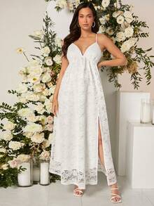 SHEIN 孕妇开叉蕾丝吊带连衣裙