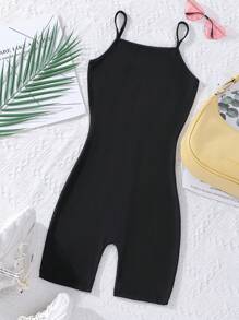 SHEIN Girls Letter Graphic Cami Romper